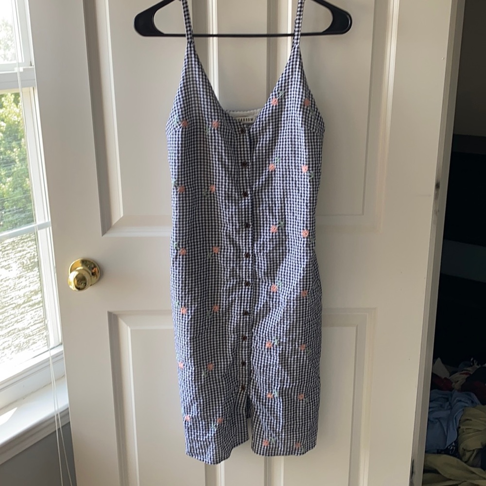 Farrow Embroidered Gingham Dress